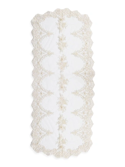 Shop Nomi K Sheer Hand-embroidered Small Lace Runner In White