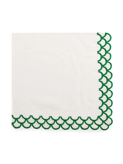 Shop Nomi K Embroidered Peacock Linen Napkin Set Of 4 In White