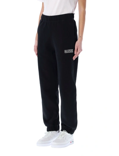 Shop Ganni Logo Embroidered Sweatpants In Black