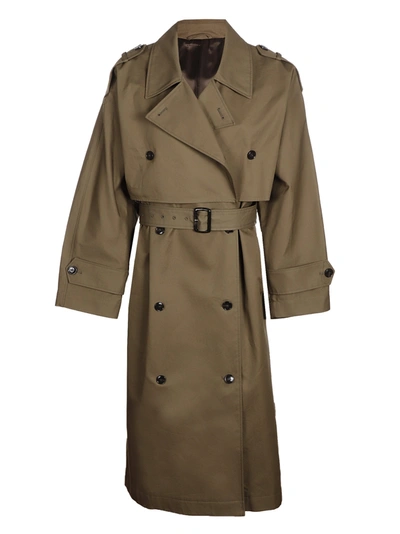 Shop Totême Belted Waist Trench Coat In Brown