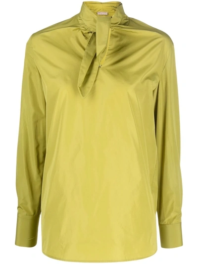 Shop Emilio Pucci Tie-neck Cropped Blouse In Green