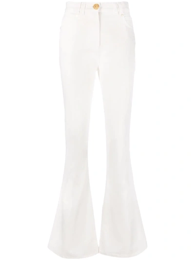 Shop Balmain High-waisted Denim Jeans In White