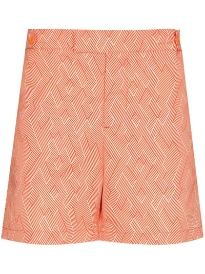 Shop Frescobol Carioca Graphic-print Swim Shorts In Orange