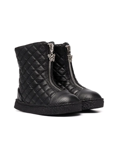 Shop Age Of Innocence Shearling-lined Quilted Leather Boots In Black
