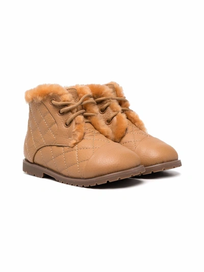 Shop Age Of Innocence Shearling-lined Quilted Leather Boots In Neutrals