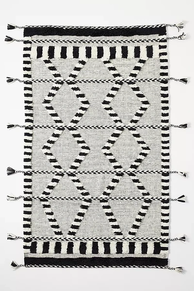 Shop Anthropologie Criss-cross Flat-woven Rug By  In Black Size 5x8