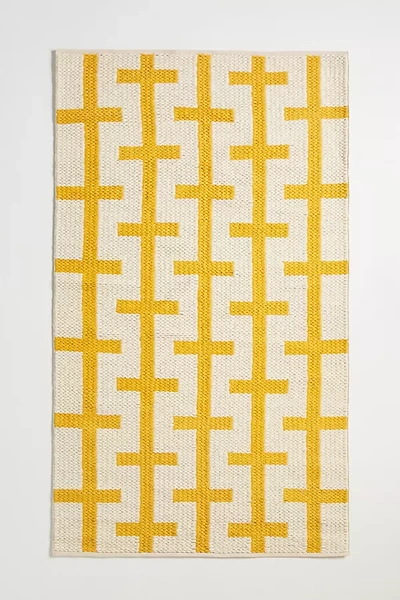 Shop Anthropologie Handwoven Boone Rug By  In Yellow Size 2.5x9