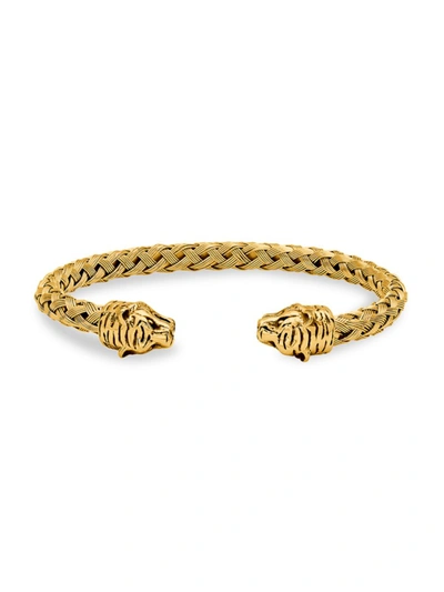 Shop Anthony Jacobs Men's 18k Goldplated Tiger Cuff Bracelet In Neutral