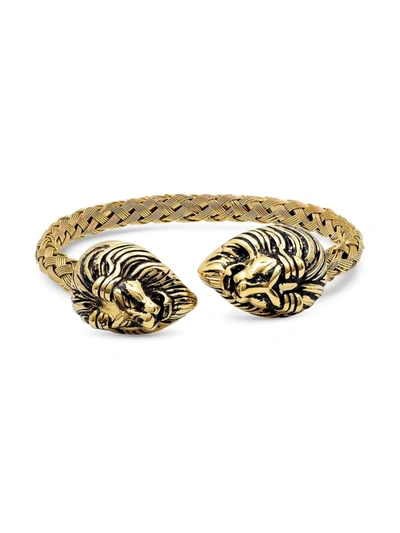 Shop Anthony Jacobs Men's 18k Goldplated Stainless Steel Lion Cuff Bracelet In Neutral