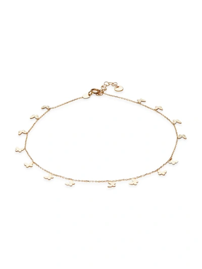Shop Saks Fifth Avenue Made In Italy Women's 14k Yellow Gold Butterfly Charm Anklet