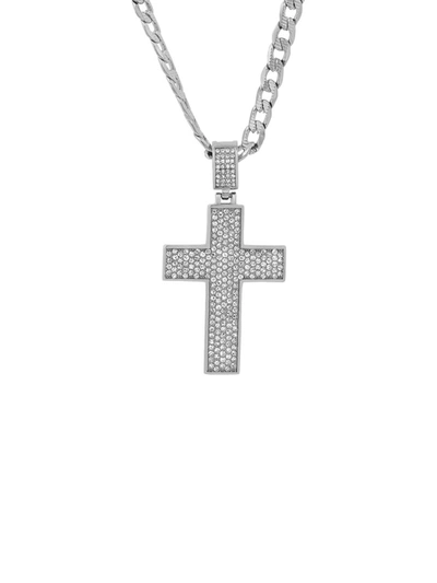 Shop Anthony Jacobs Men's Stainless Steel & Simulated Diamonds Pendant Necklace In Neutral