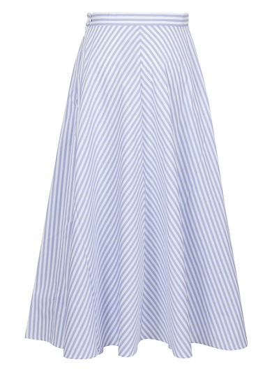 Polo Ralph Lauren Long A-line Poplin Skirt In Light Blue |