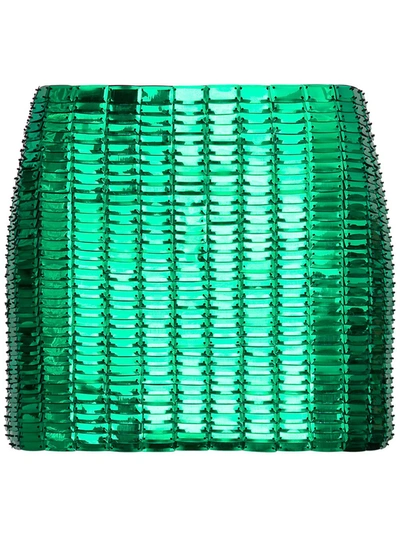 Shop Attico The  Mid Rise Sequin Embellished Mini Skirt In Green