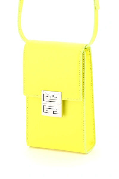 Shop Givenchy Mini 4g Vertical Leather Bag In Yellow