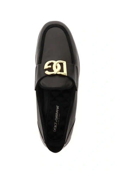 Shop Dolce & Gabbana Leather Ariosto Slippers Loafers In Black