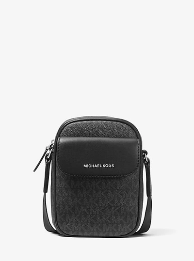 Shop Michael Kors Hudson Logo Smartphone Crossbody Bag In Black