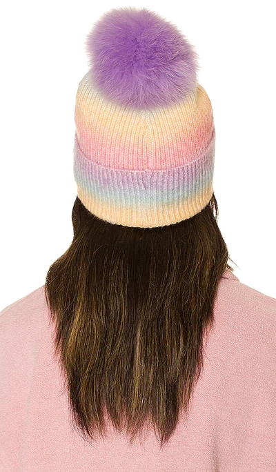 Shop Adrienne Landau Rainbow Fur Hat In Rainbow & Purple