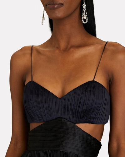 Shop Amur Elodie Two-tone Cut-out Gown In Black