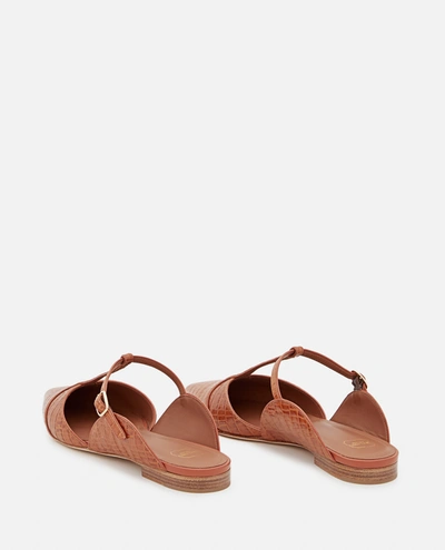 Shop Malone Souliers Imogen Croc Leather Flat Mules In Brown