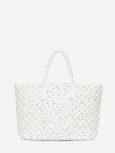 Shop Dolce & Gabbana Raffia Crochet Shopper In White