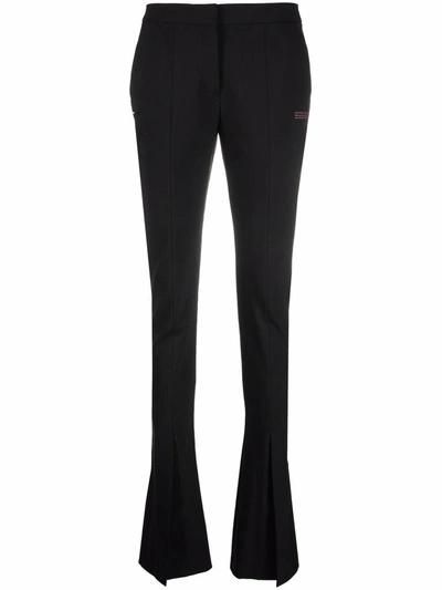Shop Off-white Wool Tailored Trousers In Black