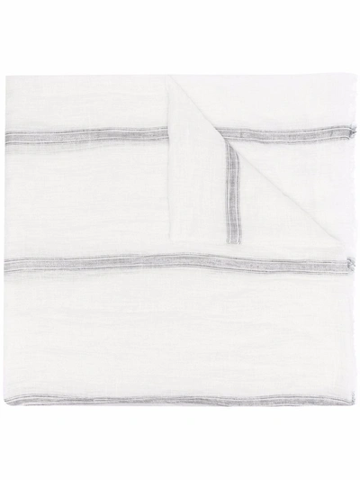 Shop Brunello Cucinelli Cotton And Linen Blend Scarf In White