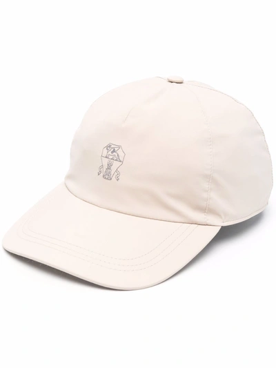 Shop Brunello Cucinelli Logo Baseball Hat In Beige