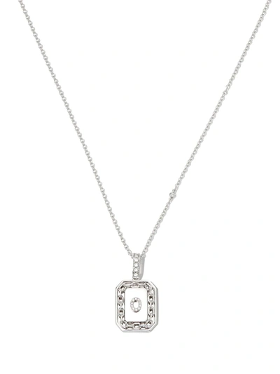 Shop Shay 18kt White Gold O-initial Bead-chain Necklace In Silber