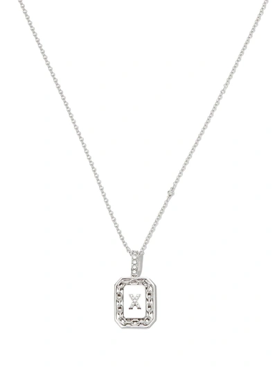 Shop Shay 18kt White Gold X-initial Bead-chain Necklace In Silber