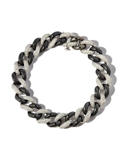 Shop Shay 18kt Black Gold Curb-chain Diamond Bracelet In Schwarz