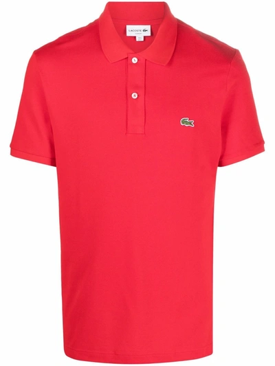 Shop Lacoste Logo-patch Short-sleeved Polo Shirt In Rot
