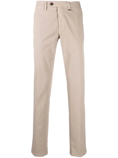 Shop Canali Mid-rise Slim Trousers In Nude