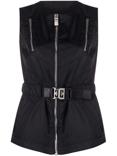 Shop Givenchy 4g Motif Belted-waist Vest Jacket In Schwarz
