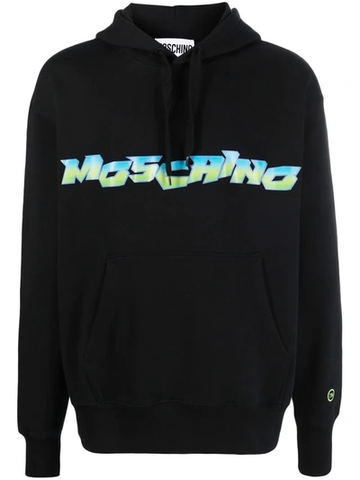 Shop Moschino Logo-print Hoodie In Schwarz
