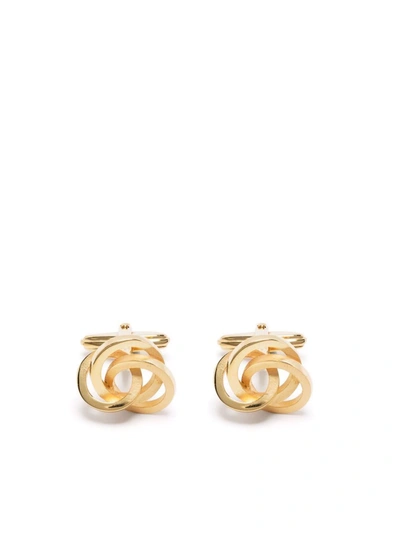Shop Lanvin Geometric Shaped Cufflinks In Gold