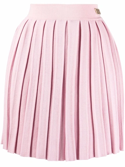 Shop Versace Box-pleat Mini Skirt In Rosa