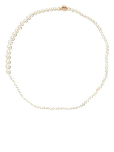 Shop Sophie Bille Brahe 14kt Yellow Gold Petite Peggy Pearl Necklace