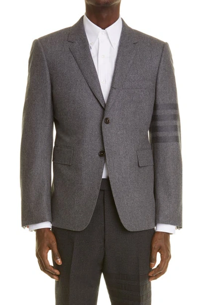 Shop Thom Browne 4-bar Wool & Cashmere Flannel Sport Coat In Med Grey