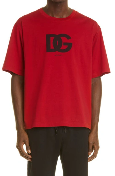 Shop Dolce & Gabbana Dg Logo Graphic Tee In Red