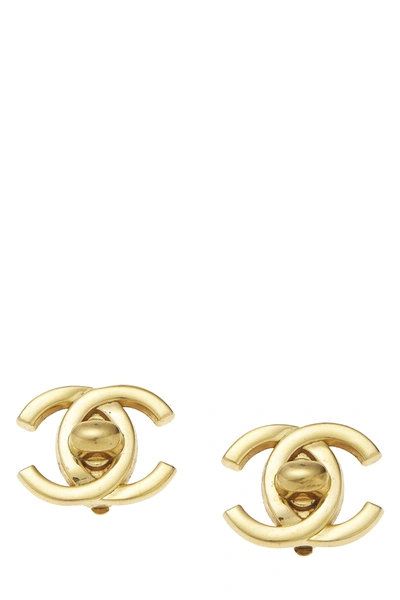 Pre-owned Chanel Gold 'cc' Turnlock Earrings Large