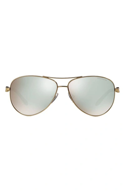 Shop Tiffany & Co 58mm Aviator Sunglasses In Gold/ White Mirror