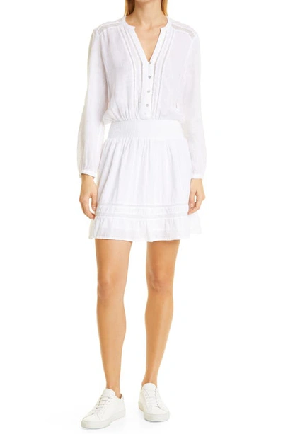 Shop Rails Jasmine Smocked Waist Long Sleeve Dress In White Lace Detail