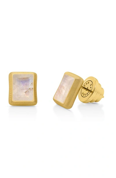Shop Dean Davidson Baguette Stone Stud Earrings In Moonstone/ Gold