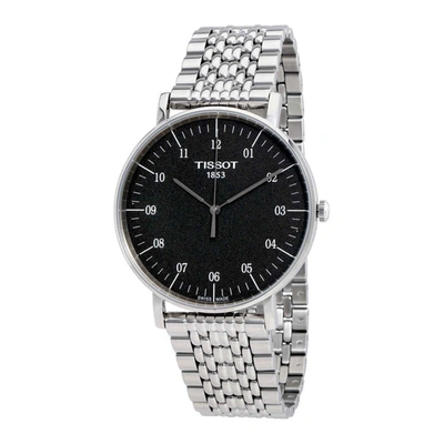 Shop Tissot Everytime Black Dial Mens Watch T109.610.11.077.00 In Black,silver Tone