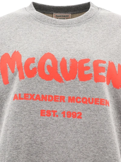 Shop Alexander Mcqueen "graffiti" Sweatshirt In Grey