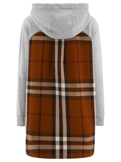 Shop Burberry "house Check" Hoodie In Grey