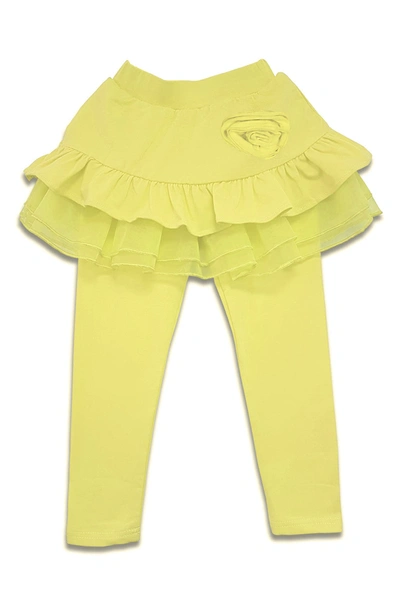 Shop Joe-ella Kids' Solid Skirted Stretch Leggings In Yellow