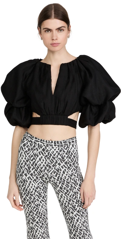 Shop Aje Puff Sleeve Cut Out Top Black