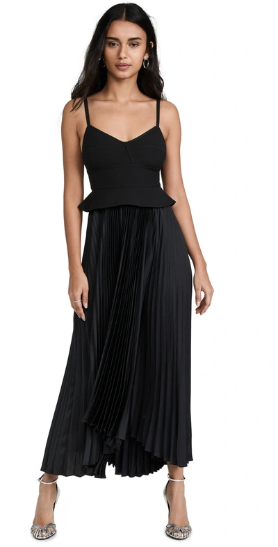 Shop A.l.c Gwen Pleated Dress In Black/black