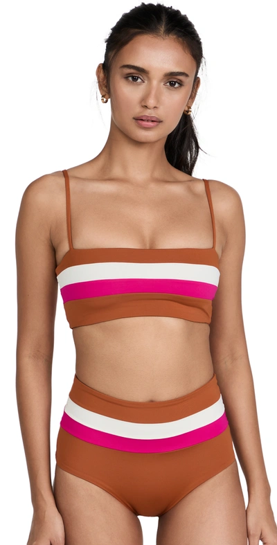Shop L*space Rebel Stripe Bikini Top In Amb/bou/crm